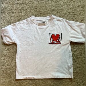 Zara White Tee with Red Graphic